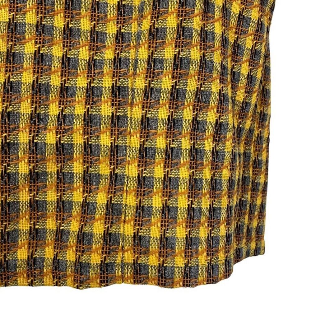 Womens Yellow Gray Tweed Plaid Open Style Vest Vintage Sleeveless Jacket sz M - Picture 13 of 16